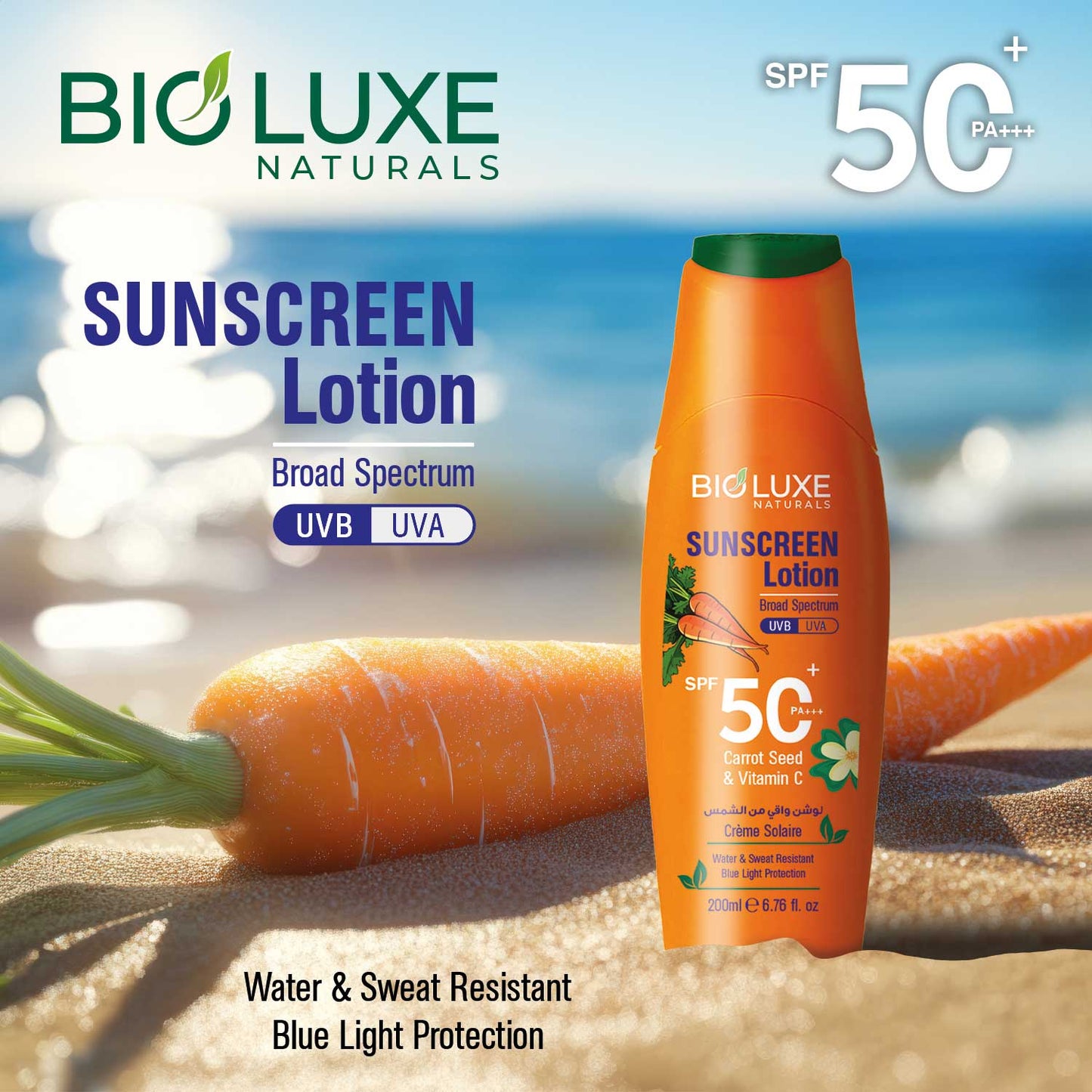 Carrot Seed & Vitamin C Sunscreen Lotion SPF 50+
